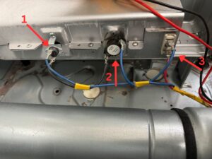 Samsung dryer thermal fuse (cutoff), high limit thermostat and heating element contancts
