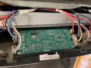 Amana stove control board view from top