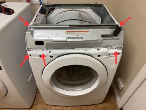 Dryer front panel removal