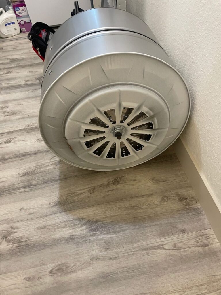 Dryer drum removed and checked for contamination